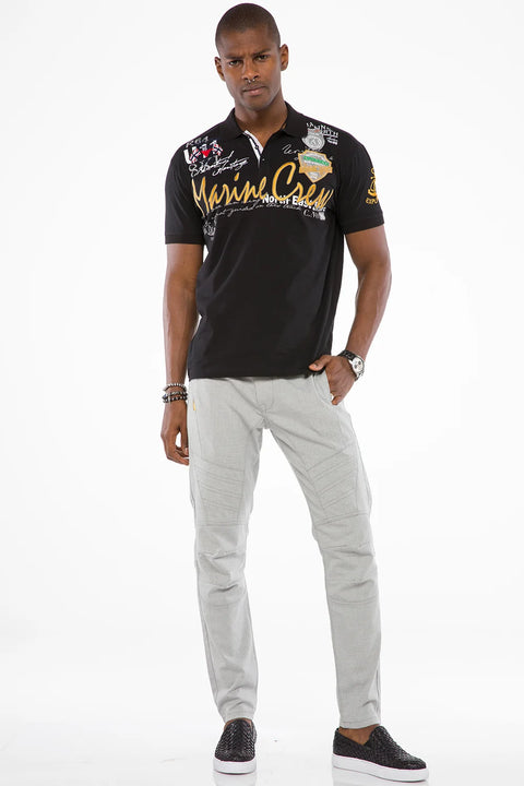 CT509 Polo Neck Embroidered Printed Men's T-Shirt