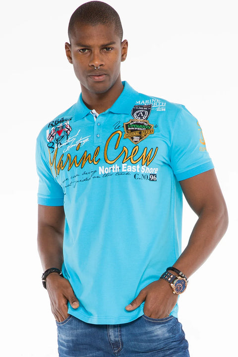 CT509 Polo Neck Embroidered Printed Men's T-Shirt