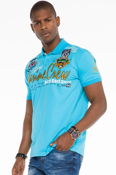 CT509 Polo Neck Embroidered Printed Men's T-Shirt