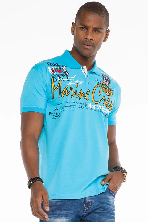 CT509 Polo Neck Embroidered Printed Men's T-Shirt