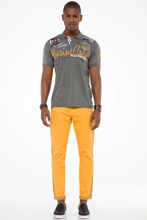 CT509 Polo Neck Embroidered Printed Men's T-Shirt