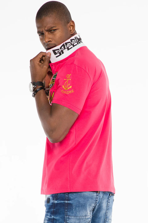 CT509 Polo Neck Embroidered Printed Men's T-Shirt