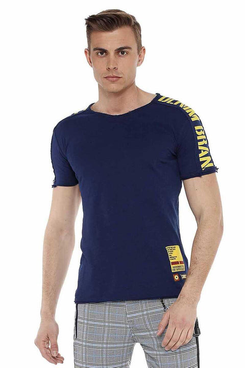 CT524 Printed Cut Collar Slim Fit Men's T-Shirt