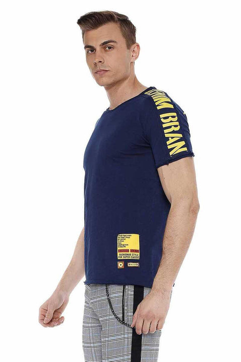 CT524 Printed Cut Collar Slim Fit Men's T-Shirt