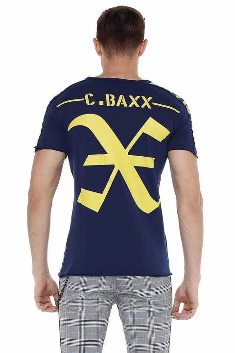 CT524 Printed Cut Collar Slim Fit Men's T-Shirt