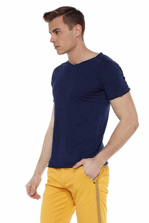 CT525 Ripped Detailed Slim Fit Basic Men's T-Shirt