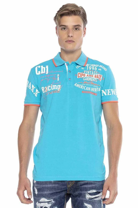 CT603 Printed Slim Men's Polo Neck T-Shirt