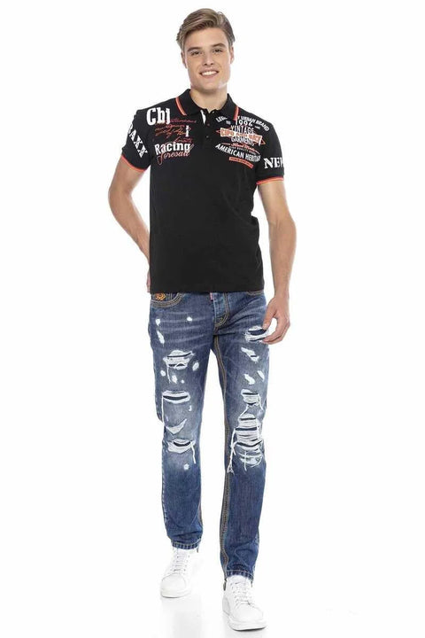 CT603 Printed Slim Men's Polo Neck T-Shirt