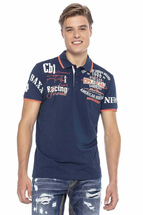 CT603 Printed Slim Men's Polo Neck T-Shirt