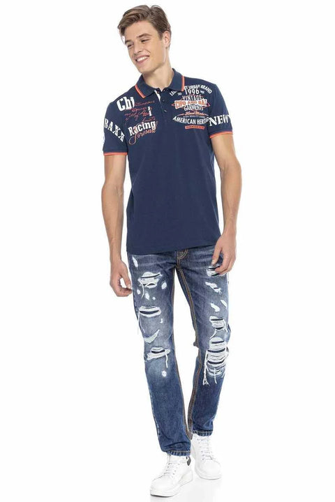 CT603 Printed Slim Men's Polo Neck T-Shirt