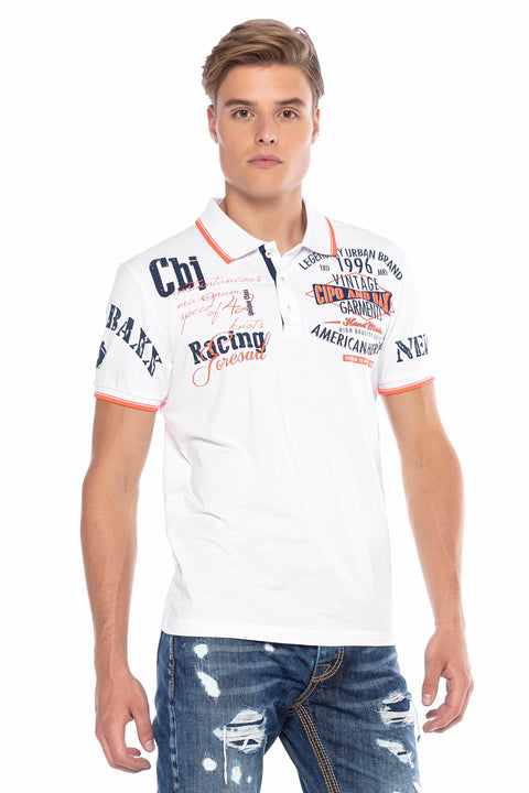 CT603 Printed Slim Men's Polo Neck T-Shirt
