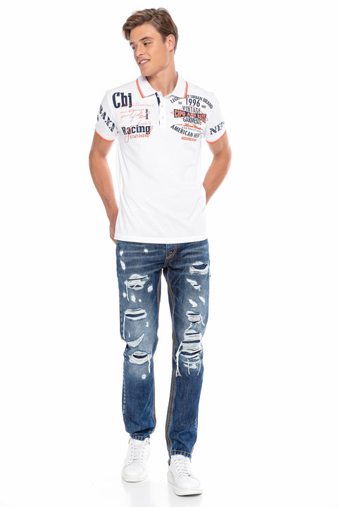 CT603 Printed Slim Men's Polo Neck T-Shirt