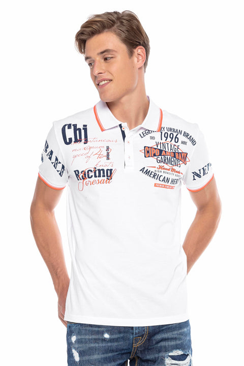 CT603 Printed Slim Men's Polo Neck T-Shirt