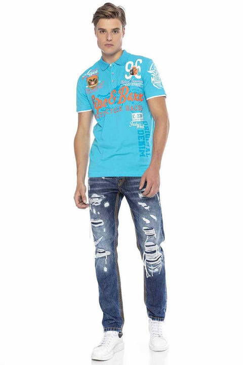 CT604 Emblem Slim Men's Polo Neck T-Shirt
