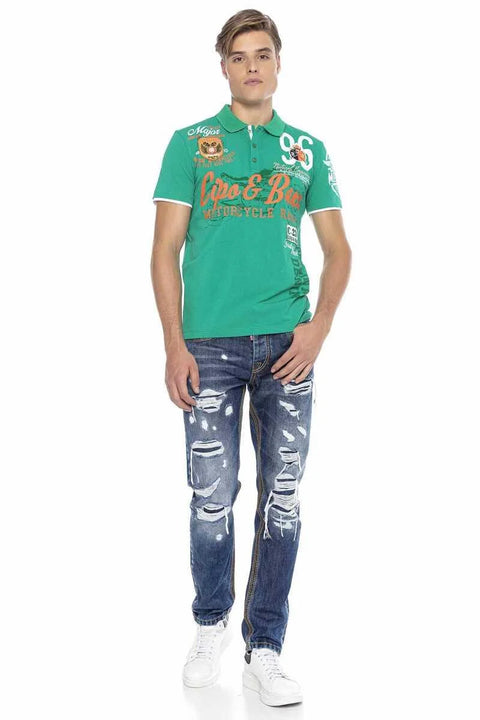 CT604 Emblem Slim Men's Polo Neck T-Shirt
