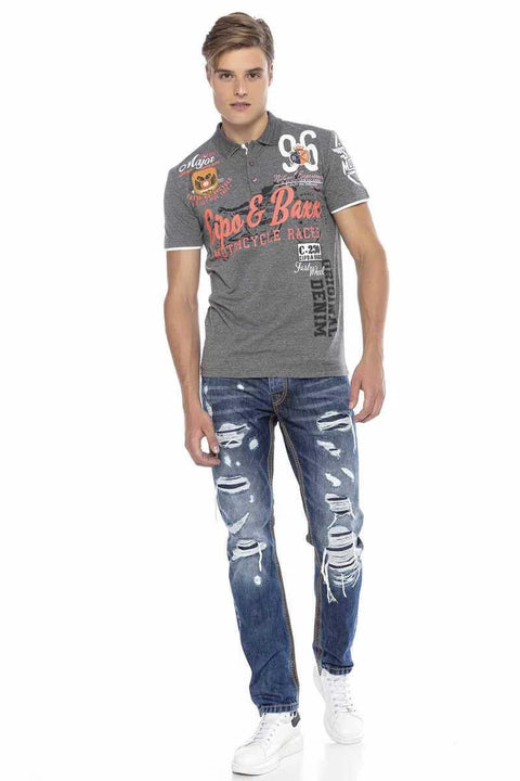 CT604 Emblem Slim Men's Polo Neck T-Shirt