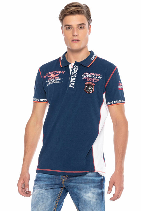 CT605 Embroidered Slim Men's Polo Neck T-Shirt