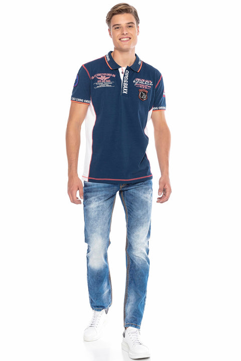 CT605 Embroidered Slim Men's Polo Neck T-Shirt