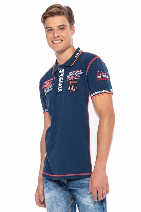 CT605 Embroidered Slim Men's Polo Neck T-Shirt