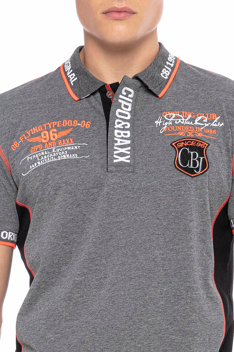 CT605 Embroidered Slim Men's Polo Neck T-Shirt