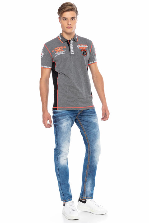 CT605 Embroidered Slim Men's Polo Neck T-Shirt
