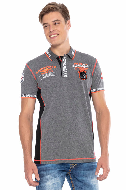 CT605 Embroidered Slim Men's Polo Neck T-Shirt