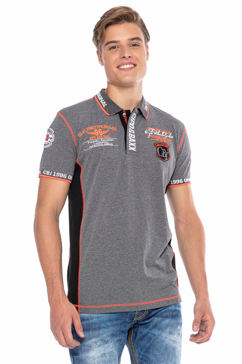 CT605 Embroidered Slim Men's Polo Neck T-Shirt