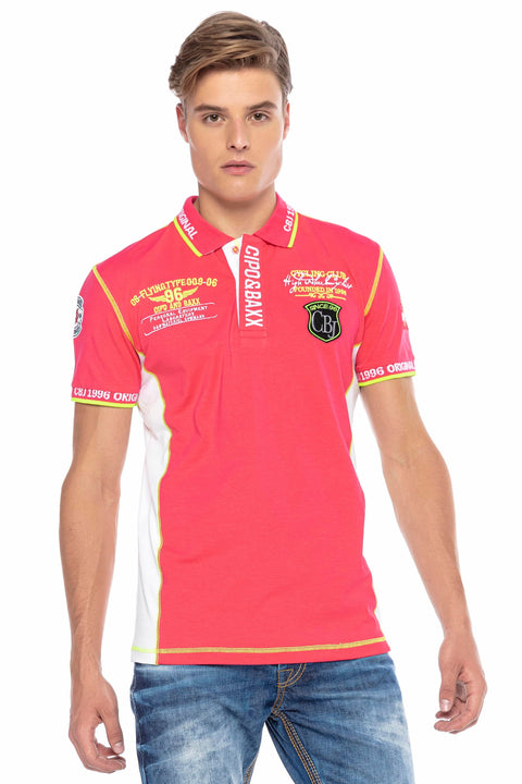 CT605 Embroidered Slim Men's Polo Neck T-Shirt