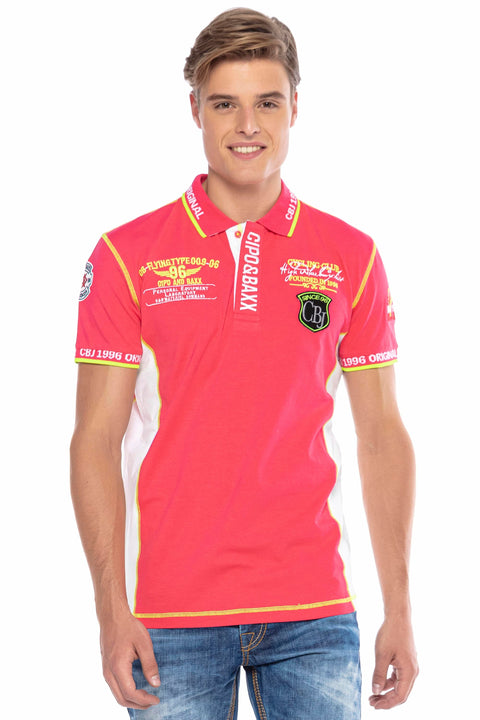CT605 Embroidered Slim Men's Polo Neck T-Shirt