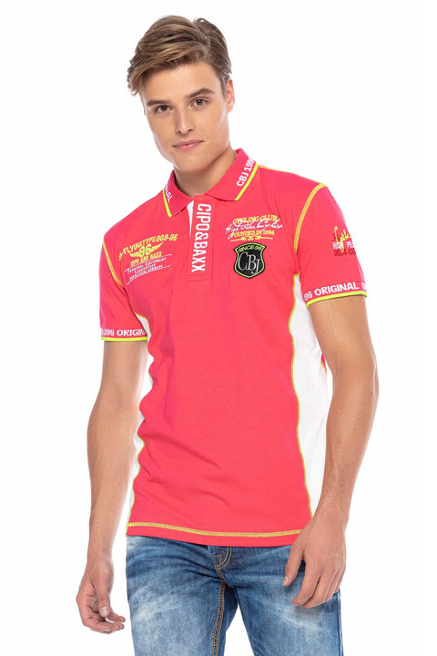 CT605 Embroidered Slim Men's Polo Neck T-Shirt