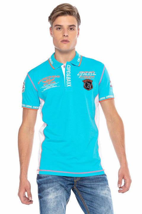 CT605 Embroidered Slim Men's Polo Neck T-Shirt