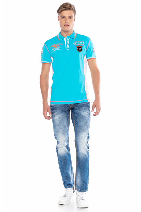CT605 Embroidered Slim Men's Polo Neck T-Shirt