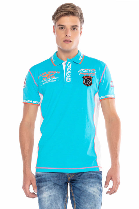 CT605 Embroidered Slim Men's Polo Neck T-Shirt