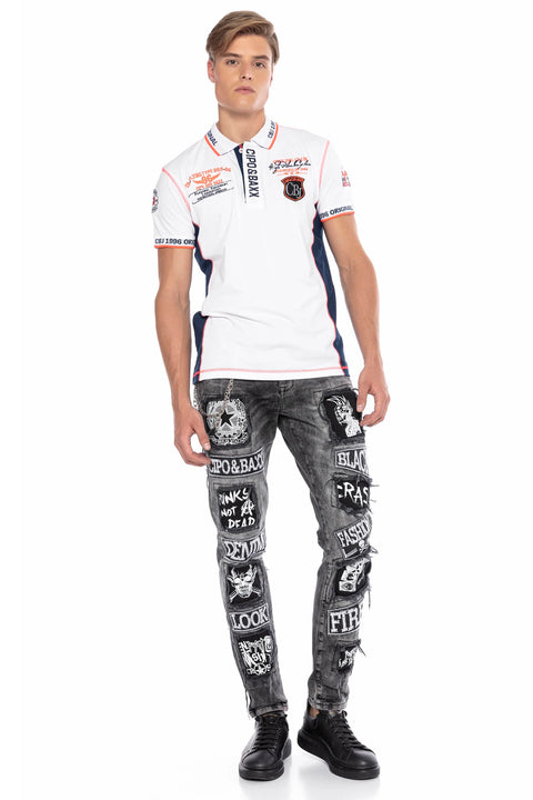 CT605 Embroidered Slim Men's Polo Neck T-Shirt