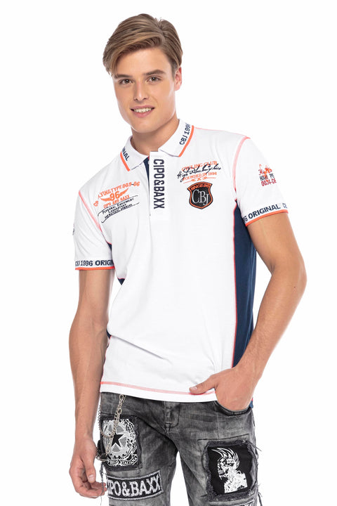 CT605 Embroidered Slim Men's Polo Neck T-Shirt