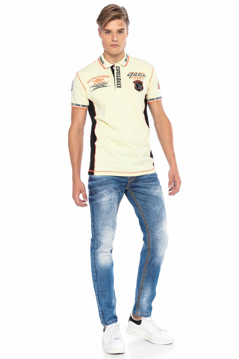 CT605 Embroidered Slim Men's Polo Neck T-Shirt