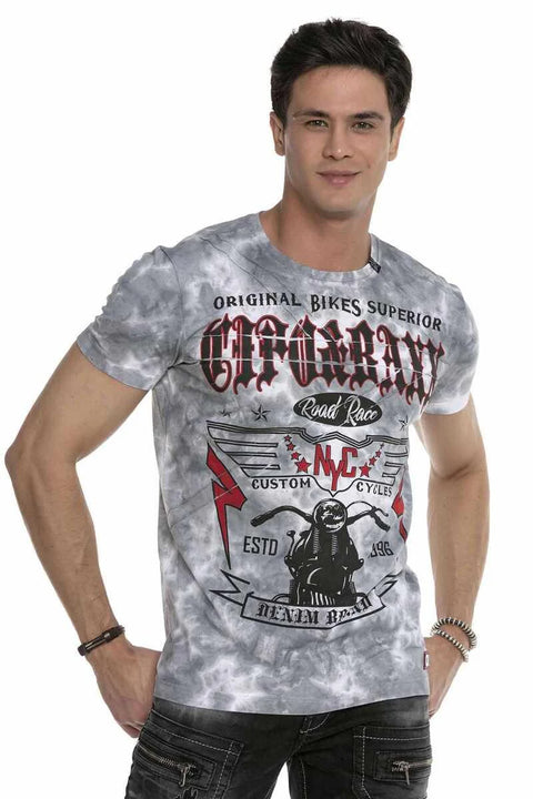 CT629 Patterned Vintage Biker T-Shirt