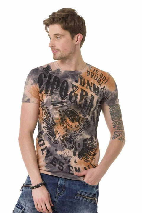 CT687 Vintage Patterned T-Shirt