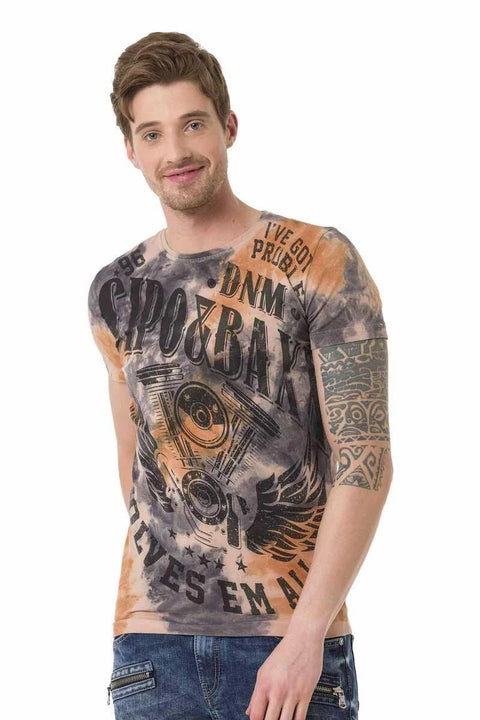 CT687 Vintage Patterned T-Shirt