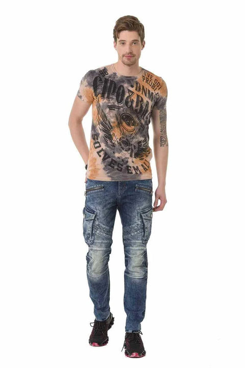 CT687 Vintage Patterned T-Shirt