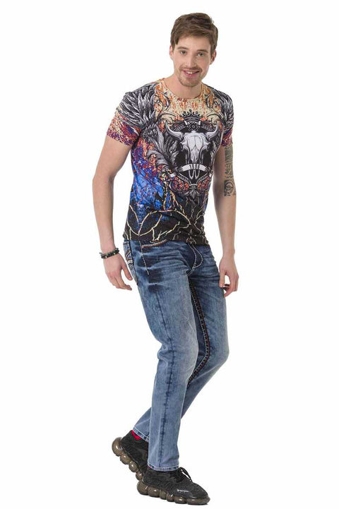 CT697 Crackle Patterned T-Shirt