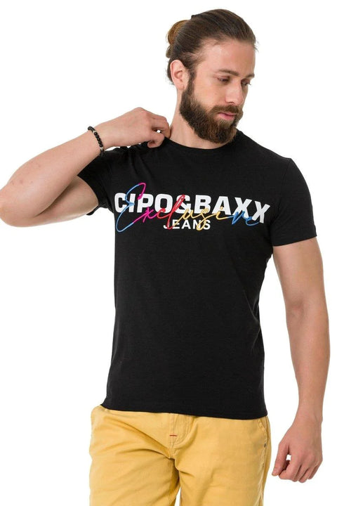 CT712 Embroidered Text Basic T-Shirt