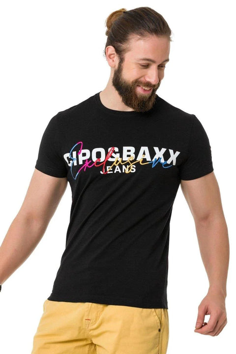CT712 Embroidered Text Basic T-Shirt