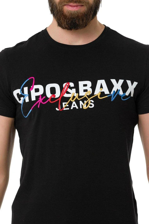 CT712 Embroidered Text Basic T-Shirt