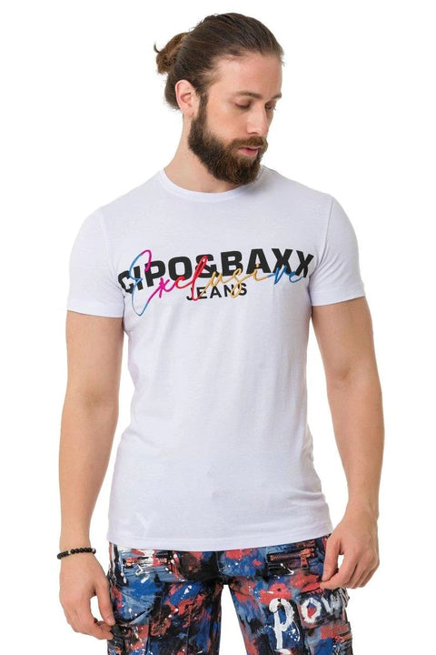 CT712 Embroidered Text Basic T-Shirt