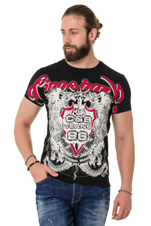 CT716 Front Back Shadow Printed T-Shirt