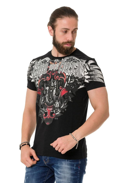 CT728 Stone Vintage Print T-Shirt