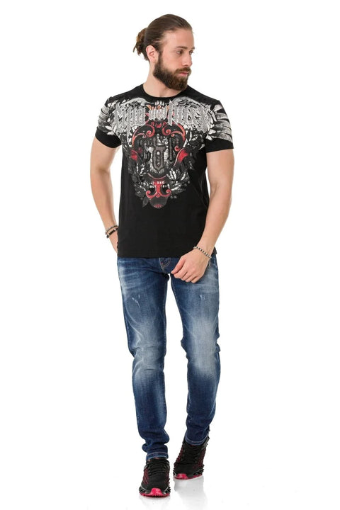 CT728 Stone Vintage Print T-Shirt