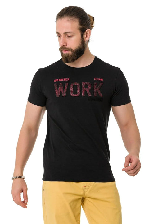 CT734 Piece Filling Embossed T-Shirt