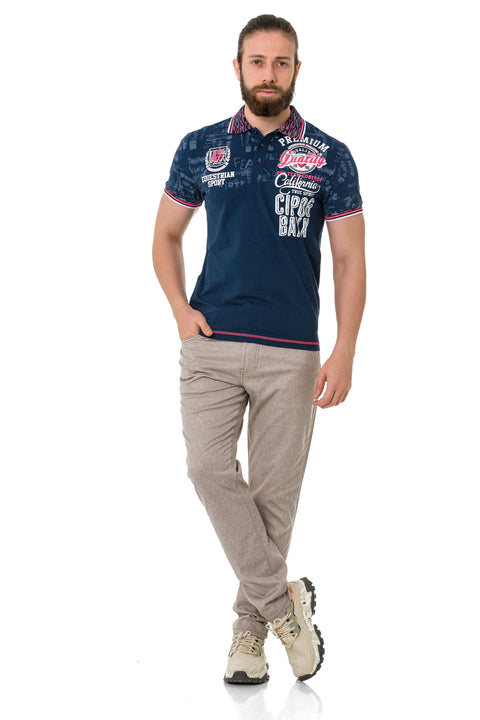 CT738 Patterned Polo Neck T-Shirt